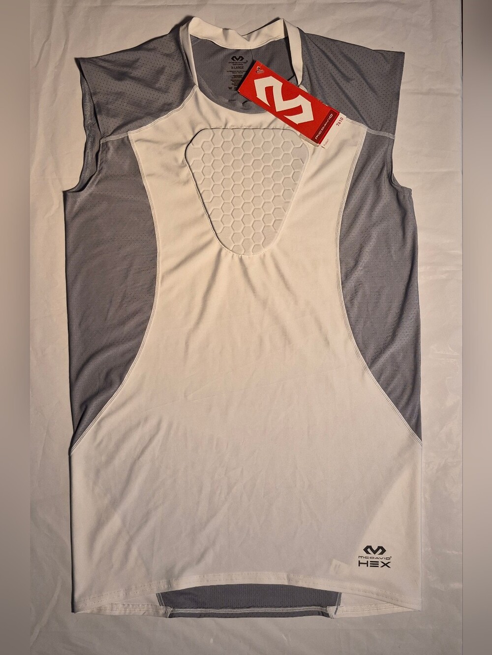 NWT McDavid HEX Sleeveless Sport Sternum Protector Shirt White Gray Size Mens XL